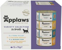 Šlapias kačių maistas Applaws Variety Selection Multipack, vištiena/žuvis, 12 x 70 g
