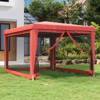 vidaXL Proginė palapinė su 4 tinklinėmis sienomis, raudona (Red), 3x4m, HDPE