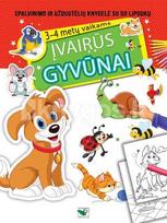 Įvairūs gyvūnai: spalvinimo ir užduotėlių knygelė su lipdukais 3–4 metų vaikams