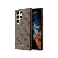 telefonai samsung galaxy - Guess "4G Metal Gold Logo" dėklas Samsung Galaxy S23 Ultra Rudas (Brown) - 1 nuotrauka