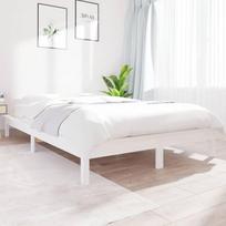 vidaXL Lovos rėmas, baltos spalvos (White), 200x200 cm, pušies medienos masyvas