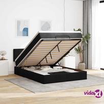 led miegamojo - vidaXL Osmanų lova su čiužiniu ir LED, juodas (Black), 140x190 cm, audinys - 2 nuotrauka