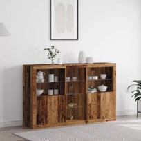 vidaXL Šoninė komoda su LED šviesomis, Senovinis medis (Vintage Wood)