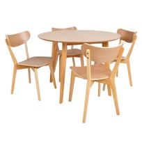 valgomojo komplektas su apvaliu stalu - Valgomojo komplektas Home4you Roxby, ąžuolo (Oak) su 4 kėdėmis - 1 nuotrauka