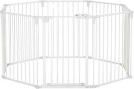 voljeras - Pawhut Metalinė sulankstoma tvorelė su durelėmis augintiniams, 8 skydai, 60x76 cm, balta (White) - 1 nuotrauka