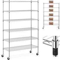 Royal Catering 10012531 Vielinis sandėliavimo stelažas ant ratukų, 6 lentynos, 90 kg, 120 x 45 x 189 cm