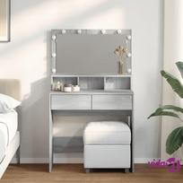 vidaXL Kosmetinis staliukas su LED, pilkas ąžuolas (Grey Oak), 80x41x134,5 cm