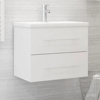 vidaXL Praustuvo spintelė su įmontuotu praustuvu, balta (White)
