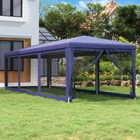 progines pavesines - vidaXL Proginė palapinė su 8 tinklinėmis sienomis, mėlyna (Blue), 3x9 m, HDPE - 1 nuotrauka