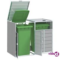 kompostas - vidaXL Stoginė dviems konteineriams, pilka (Grey), 144x81x113cm - 2 nuotrauka