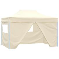 vidaXL Sulankstoma palapinė su 4 sienomis, kreminė (Cream), 3x4m, plienas
