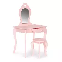 medines taburetes - EcoToys Vaikiškas kosmetinis staliukas su veidrodžiu, rožinis (Pink) - 2 nuotrauka