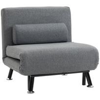 Fotelis HOMCOM Sulankstomas su lovos funkcija, tamsiai pilkas (Dark Grey)