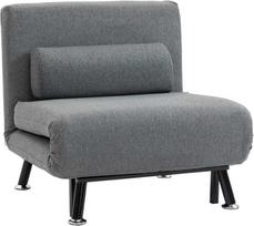 fotelis lova - Fotelis HOMCOM Sulankstomas su lovos funkcija, tamsiai pilkas (Dark Grey) - 2 nuotrauka