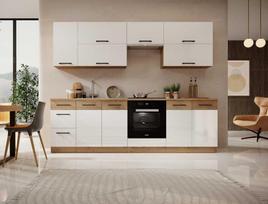 Virtuvės baldų komplektas ADRK Vika 260, baltas/rudas (White/Brown)