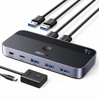 ugreen usb c - Ugreen CM662 USB 3.0 jungiklis 2-in-4 + 2x USB-A laidas Juodas (Black) - 1 nuotrauka
