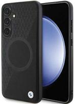 BMW "Signature Leather Half Textured & Circle MagSafe Case for Samsung Galaxy S24" Juodas (Black)