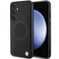 magsafe deklas samsung s24 - BMW "Signature Leather Half Textured & Circle MagSafe Case for Samsung Galaxy S24" Juodas (Black) - 2 nuotrauka