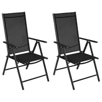 vidaXL Sulankstomos sodo kėdės, 2 vnt., juodos (Black)