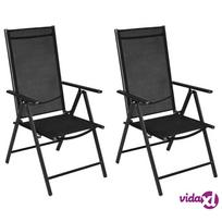 fotelis lauko - vidaXL Sulankstomos sodo kėdės, 2 vnt., juodos (Black) - 2 nuotrauka