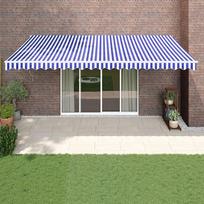 vidaXL Ištraukiama markizė, mėlyna/balta (Blue/White), 5x3m