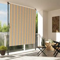 vidaXL Lauko roletas, geltonas/baltas (Yellow/White), 150x270 cm, audinys ir plienas