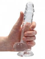 falo imitatoriai - RealRock tikroviškas dildo su sėklidėmis, skaidrus (17 cm) - 2 nuotrauka