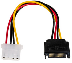 sata male female - Akyga AK-CA-11 SATA to Molex Adapteris 0.15m Juodas (Black) - 1 nuotrauka