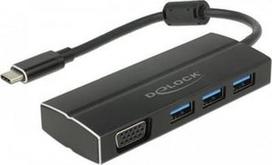 Delock USB3.1 Gen1 Adapter USB Type-C To 3xUSB3.0/VGA