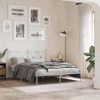 vidaXL Metalinis lovos rėmas su galvūgaliu, 140x200 cm, baltos spalvos (White)