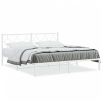miegamojo lova 180x200 cm - vidaXL Metalinis lovos rėmas su galvūgaliu, 180x200 cm, baltos spalvos (White) - 1 nuotrauka