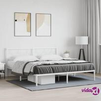 miegamojo lova 180x200 cm - vidaXL Metalinis lovos rėmas su galvūgaliu, 180x200 cm, baltos spalvos (White) - 2 nuotrauka
