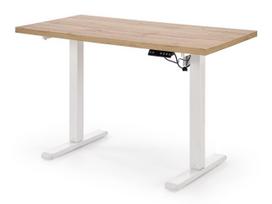 stalas 120 x 60 - Halmar Reguliuojamo aukščio rašomasis stalas B/54, 120 x 60 cm, Baltas (White) + Artisan ąžuolas (Oak) - 2 nuotrauka