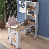 baltas stalas darbui - Kalune Design Rašomasis stalas HA106 2493, balta/riešuto - 1 nuotrauka
