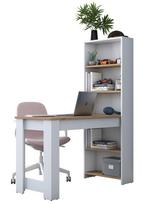 baltas stalas darbui - Kalune Design Rašomasis stalas HA106 2493, balta/riešuto - 2 nuotrauka