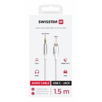 Swissten Audio Adapter Textile USB-C į 3.5mm Jack 1.5m Baltas (White)