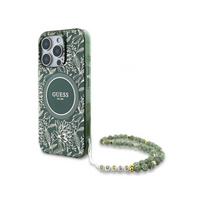 Guess GUHMP16XHCPOFPA iPhone 16 Pro Max 6.9" žalias (Green) hardcase IML Flowers Allover Electro su perlų dirželiu MagSafe