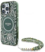 dirzelis casio - Guess GUHMP16XHCPOFPA iPhone 16 Pro Max 6.9" žalias (Green) hardcase IML Flowers Allover Electro su perlų dirželiu MagSafe - 2 nuotrauka