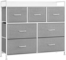 Songmics Komoda su 7 medžiaginiais stalčiais, Balandžių pilka-debesų balta (Dove Grey-Cloud White)