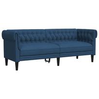 vidaXL Trivietė sofa Chesterfield, mėlyna (Blue), audinys