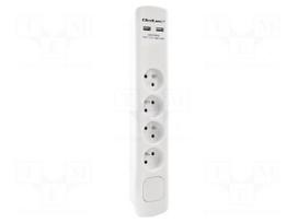 rites laidam - Qoltec 50282 Apsaugos nuo viršįtampių juosta 4 lizdai 2xUSB 1.8 m Baltas (White) - 1 nuotrauka