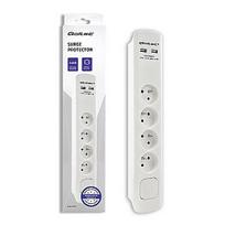 rites laidam - Qoltec 50282 Apsaugos nuo viršįtampių juosta 4 lizdai 2xUSB 1.8 m Baltas (White) - 3 nuotrauka