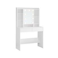 Vasagle Modernus kosmetinis staliukas su veidrodžiu ir stalčiais, baltas (White)