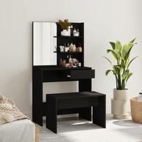 vidaXL Kosmetinio staliuko rinkinys, juodas (Black), 74,5 cm x 40 cm x 141 cm