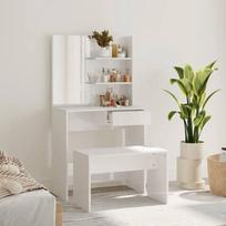 vidaXL Kosmetinio staliuko komplektas, baltas (White), 74,5x40x141cm, blizgus