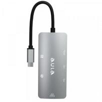 usb type c adapter to hdmi 60hz - Aula UC-910 6in1 Hub USB-C į HDMI 4K 30Hz / 2x USB 2.0 / USB 3.0 / PD įkrovimas / RJ45 Internetas (Pilkas) - 1 nuotrauka