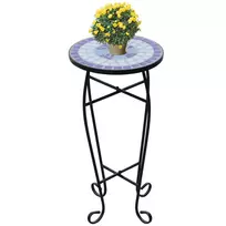 vidaXL Mozaikinis šoninis staliukas-staliukas augalams, 30 cm x 60 cm, mėlynas/baltas (Blue/White)