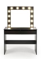 kosmetinis tualetinis stalas - Halmar Hollywood kosmetinis staliukas, juodas, 94 cm x 43 cm x 140 cm, su veidrodžiu - 2 nuotrauka