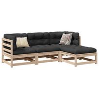 lauko baldai pinti - vidaXL Sodo sofos komplektas, 4vnt., natūrali pušis (Natural Pine) - 1 nuotrauka
