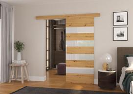 stumdomos durys ermitazas - Stumdomos durys ADRK Furniture Milou 96, rudos/baltos - 1 nuotrauka